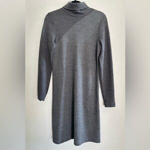 Theory Tajello Dafina Houndstooth Wool Blend TurtleNeck Sweater Dress Size L